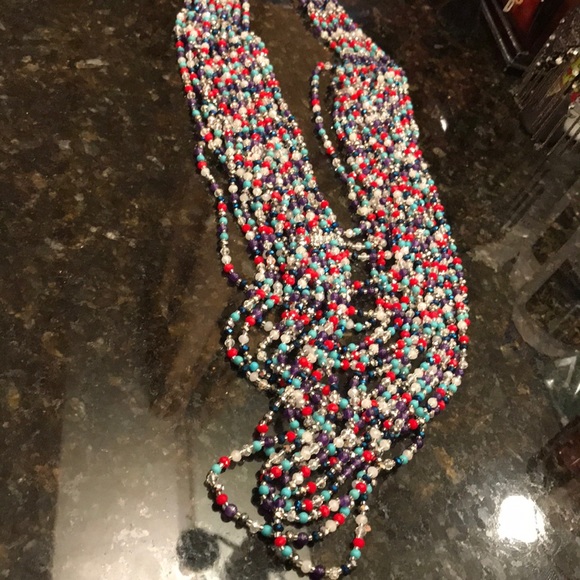NIEMAN MARCUS COLORFUL MULTI STRAND BEAD NECKLACE - Picture 6 of 8